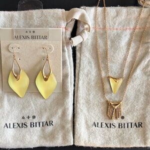 Alexis Bittar Gold and Yellow Lucite Jewelry Set